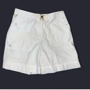 Lauren Ralph Lauren white cotton shorts gold hardware clasp marine div size 2P